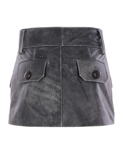 VAQUERA Gray Vintage-Effect Low-Waist Skirt
