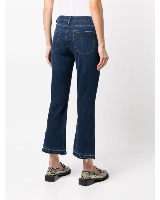 FRAME Blue High-Rise Cropped Flared Jeans