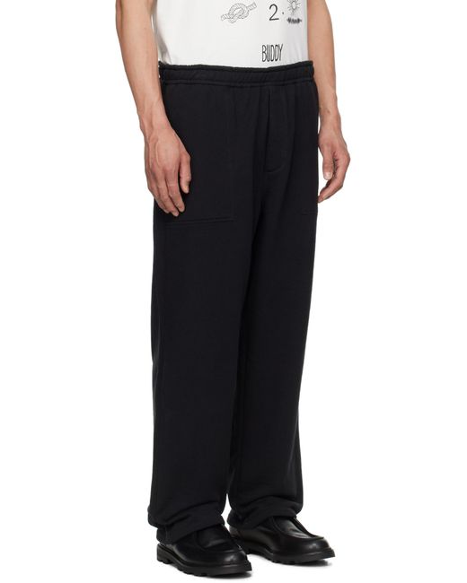 Bode Black Elastic Waist Sweatpants for men