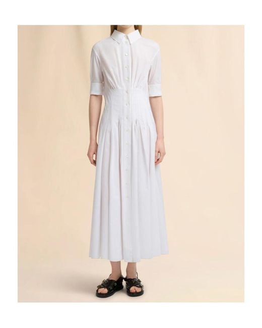 Marni White Gathered Poplin Shirt Dress