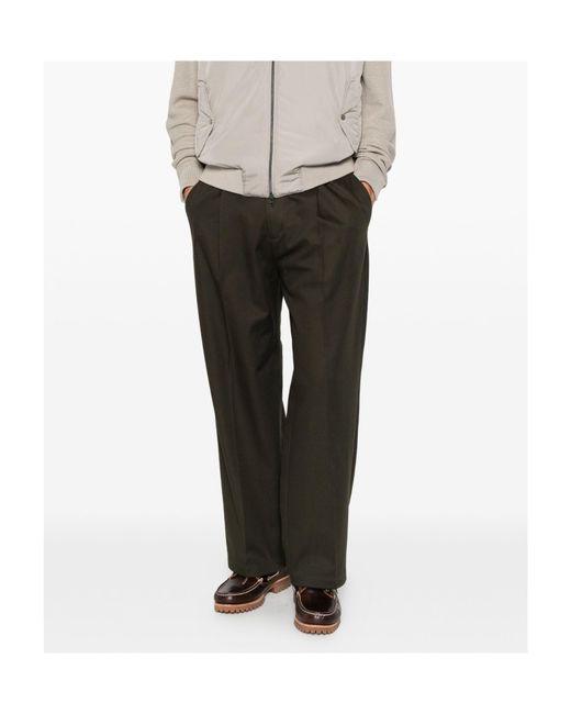 Herno Gray Pleated Wide-Leg Trousers for men
