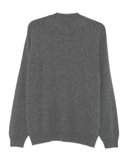 Moschino Gray Logo Intarsia Crewneck Jumper for men