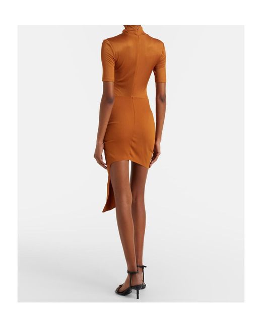 Christopher Esber Brown Fusion Ruched Minidress