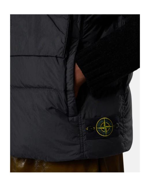 Stone Island Black Logo Patch High Neck Gilet for men