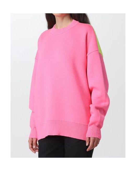 Palm Angels Pink Palm Tree Intarsia Crewneck Jumper