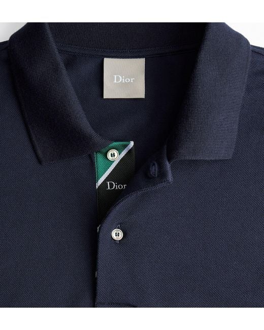 Dior Blue Regimental Polo Shirt, Regular Fit for men