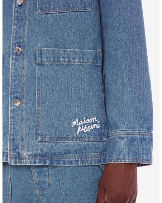 Maison Kitsuné Blue Maison Kitsuné Denim Workwear Jacket for men