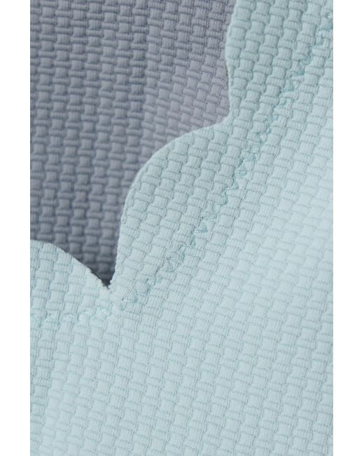 Marysia Swim Blue Recycled-Seersucker Bikini Top