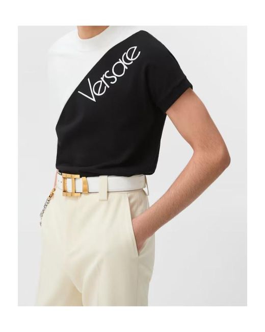 Versace Black Diagonal Logo T-Shirt for men