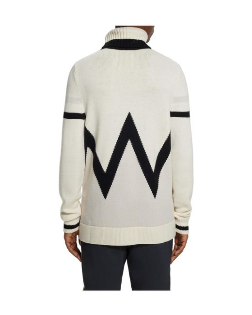 Boss White Off- Turtleneck Knit Sweater for men