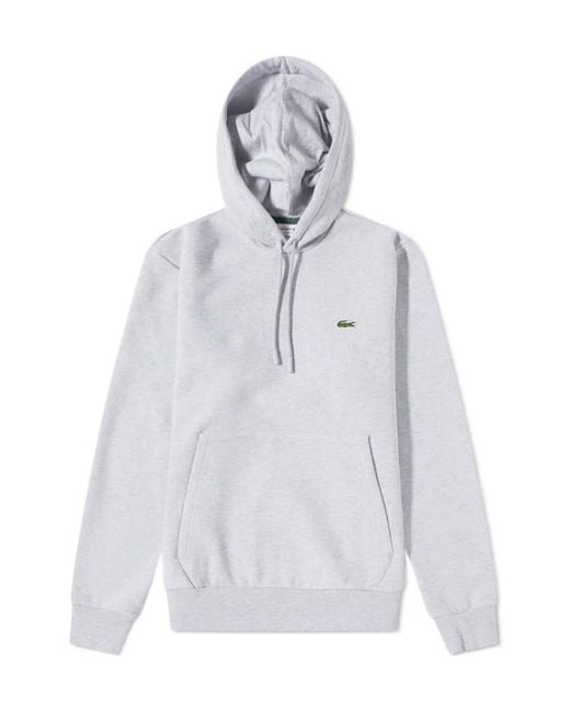 Lacoste White Logo Embroidered Drawstring Hoodie for men