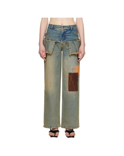【ANDERSSON BELL】 PATCHWORK DENIM PLEATS SKIRT JEANS ANDERSSON BELL] PATCHWORK DENIM PLEATS SKIRT JEANS _ DENIM