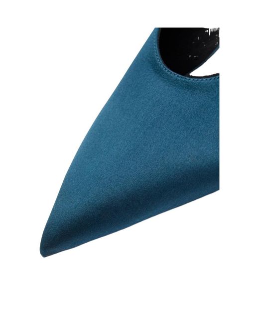 Alaïa Blue Satin Wedge Mules