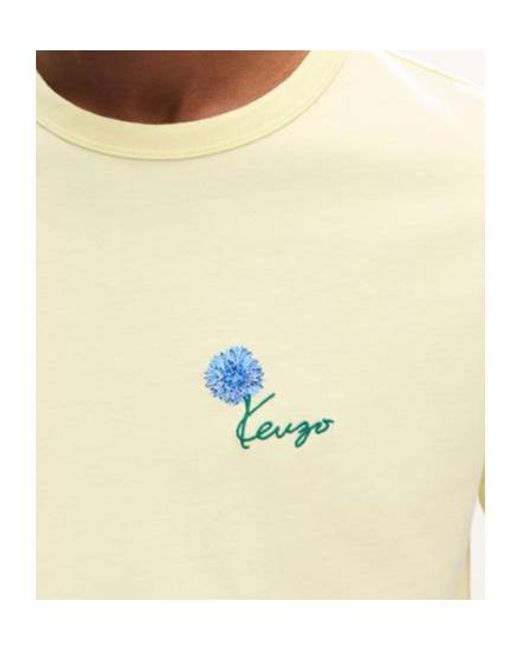 KENZO White Tulip' Embroidered Slim T-Shirt for men