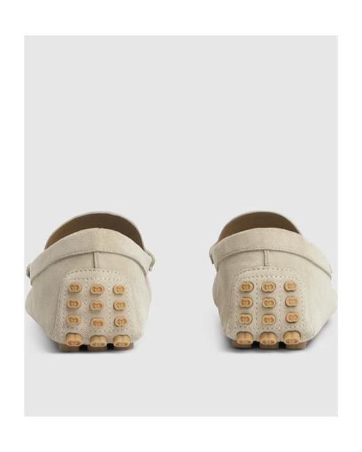 Gucci White Horsebit Monogrammed Loafers for men