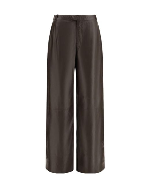 Arma Brown Wide-Leg Leather Pants