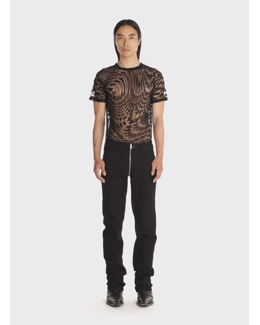 Mugler Black Flocked-Print T-Shirt for men