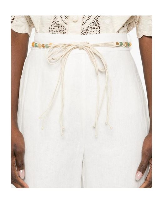 Zimmermann White Wanderlust Beaded Embroidered Trousers