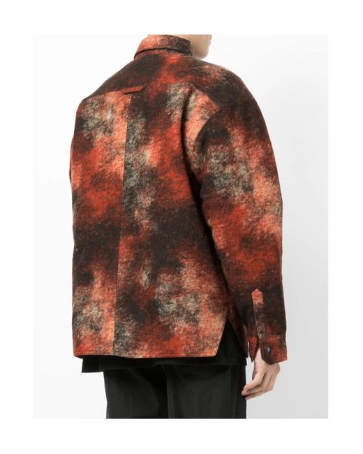 M I S B H V Brown Patterned Logo-Patch Shirt for men