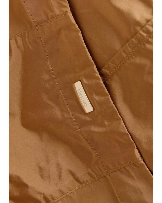 Herno Brown Panelled Padded Hooded Shell Jacket