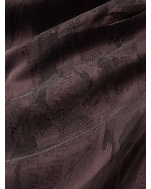 St. Agni Purple Gathered Washed Satin-Jacquard Maxi Dress