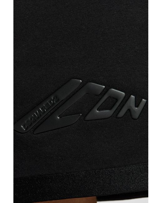 DSquared² Black Logo-Embossed Elasticated-Waist Track Shorts for men
