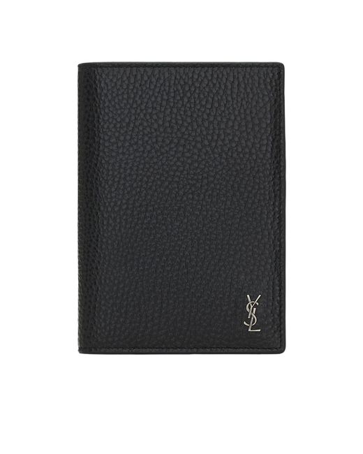 Saint Laurent Black Tiny Cassandre Passport Case for men