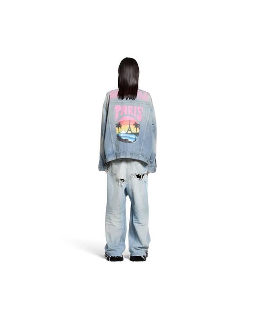 Balenciaga Blue Graphic Printed Denim Jacket