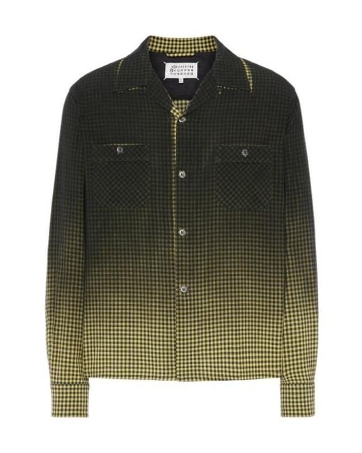 Maison Margiela Green Gradient Check Shirt for men