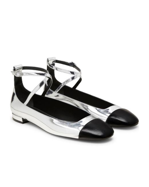 Stuart Weitzman White Leather Ballerina Shoes
