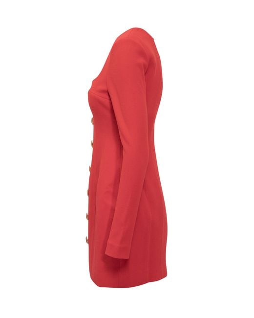 Rebecca Vallance Red Cameron Buttoned Mini Dress