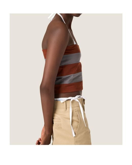 Miu Miu Brown Striped Jersey Top