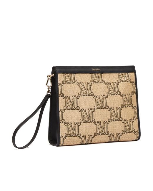 Max Mara Metallic Logo Jacquard Knitted Clutch Bag