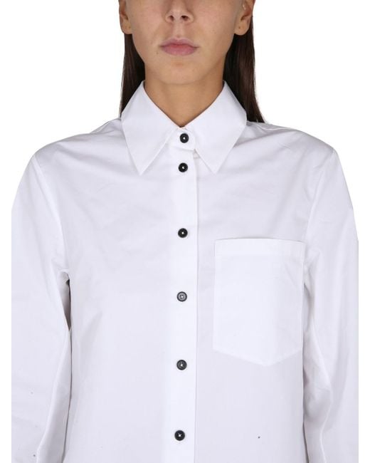 Jil Sander White Buttoned Long-Sleeved Shirt
