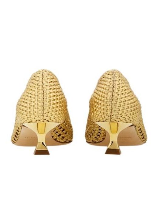 Ferragamo Natural Kitten Heel Pump With New Vara Plate