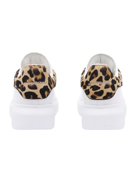 McQueen Brown Oversized Leopard Printed Sneakers