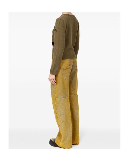 MM6 by Maison Margiela Green Crewneck Cut-Out Jumper