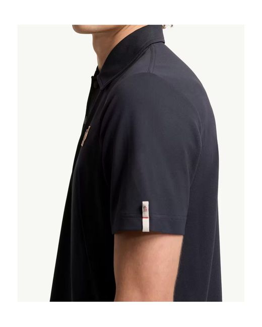 Moncler Black Grenoble Logo-Patch Short-Sleeved Polo Shirt for men