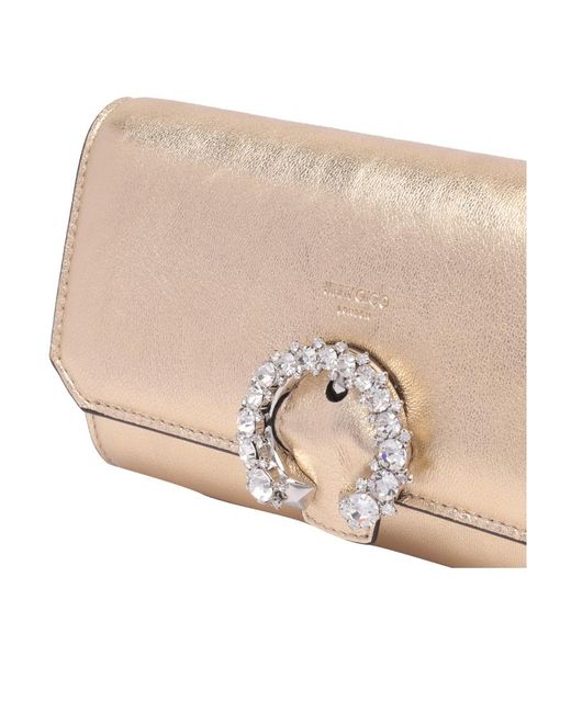 Jimmy Choo Natural Embellished Buckle Chain Wallet
