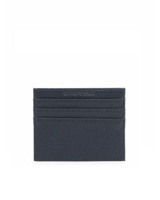 Emporio Armani Blue Logo Embossed Card Holder for men