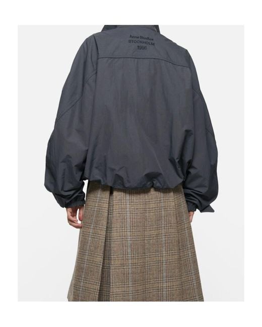 Acne Blue Logo-Print High-Neck Jacket