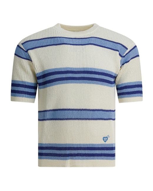 Human Made Blue Striped Short-Sleeve Knitwear for men