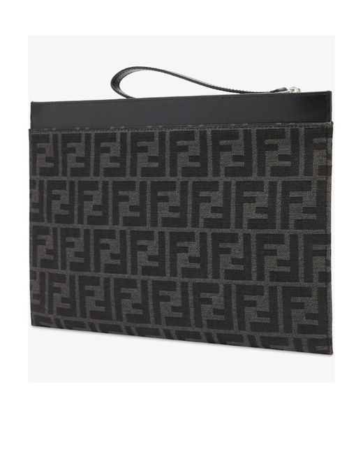 Fendi Black Ff Medium Flat Pouch for men