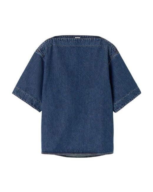 Totême Blue Totême Dart-Neck Denim Top