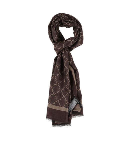 Emporio Armani White Geometric Pattern Scarf for men