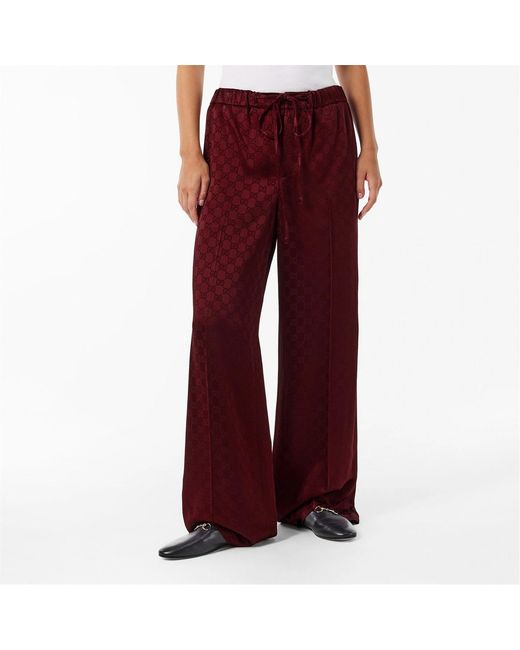 Gucci Red Logo Wide-Leg Track Pants