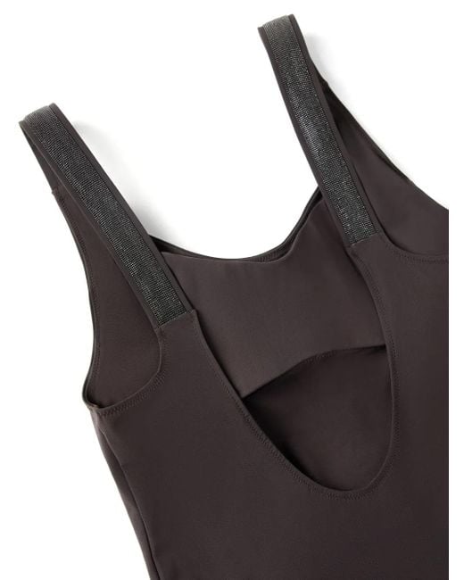 Brunello Cucinelli Brown Sleeveless One-Piece Swimsuit