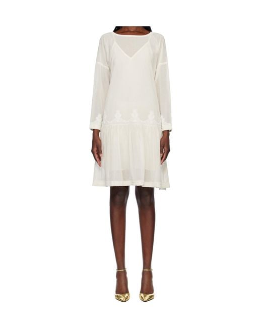 Bode White Salt Marsh Long-Sleeved Dress