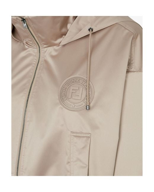 Fendi Natural Hooded Drawstring Cropped Jacket