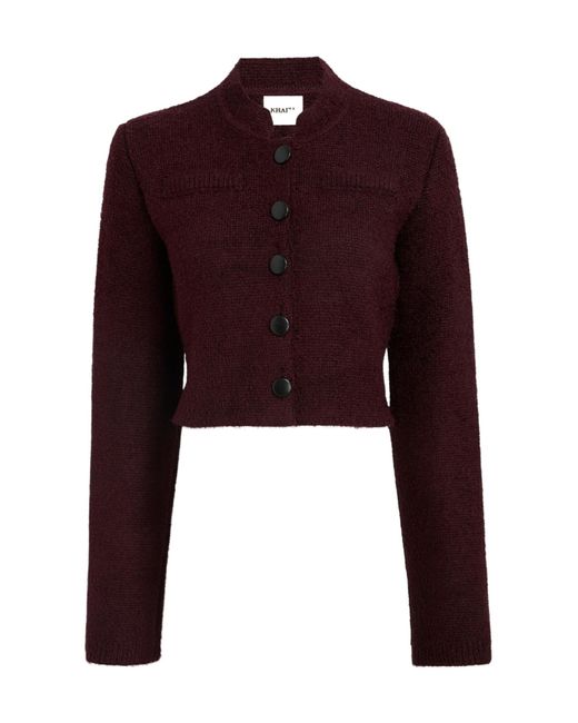 Khaite Black Ello Cropped Knitted Jacket